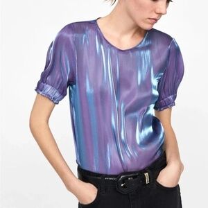 *SOLD* Iridescent Sheer Blouse, Blue/Purple, Size S